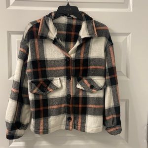 Fuzzy Plaid Button Up